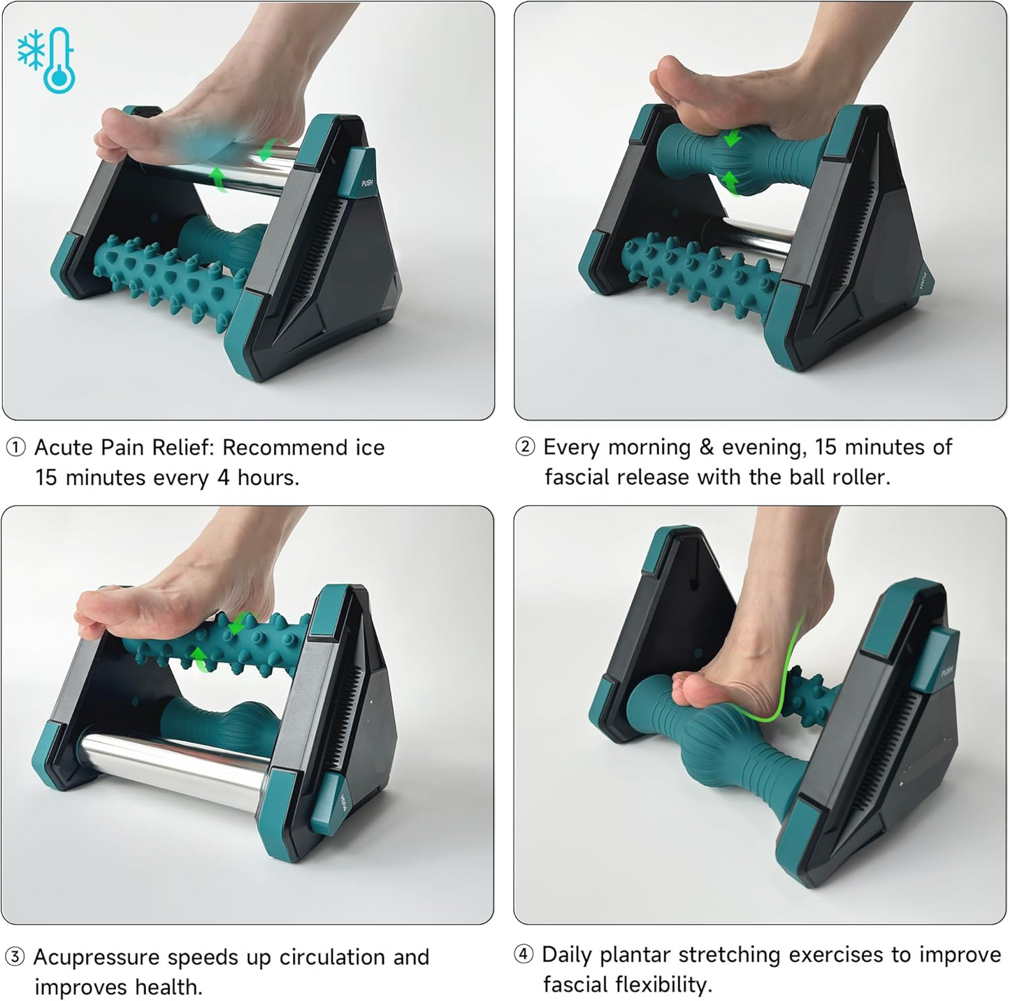 Icing Plantar Fasciitis Relief Foot Roller Massager, Green | Cold Rolling Massage Tool for Heel Arch Pain & Sore Tired Feet, Runners, Athletes, Standing Workers, Home Office Gym Use allveramart