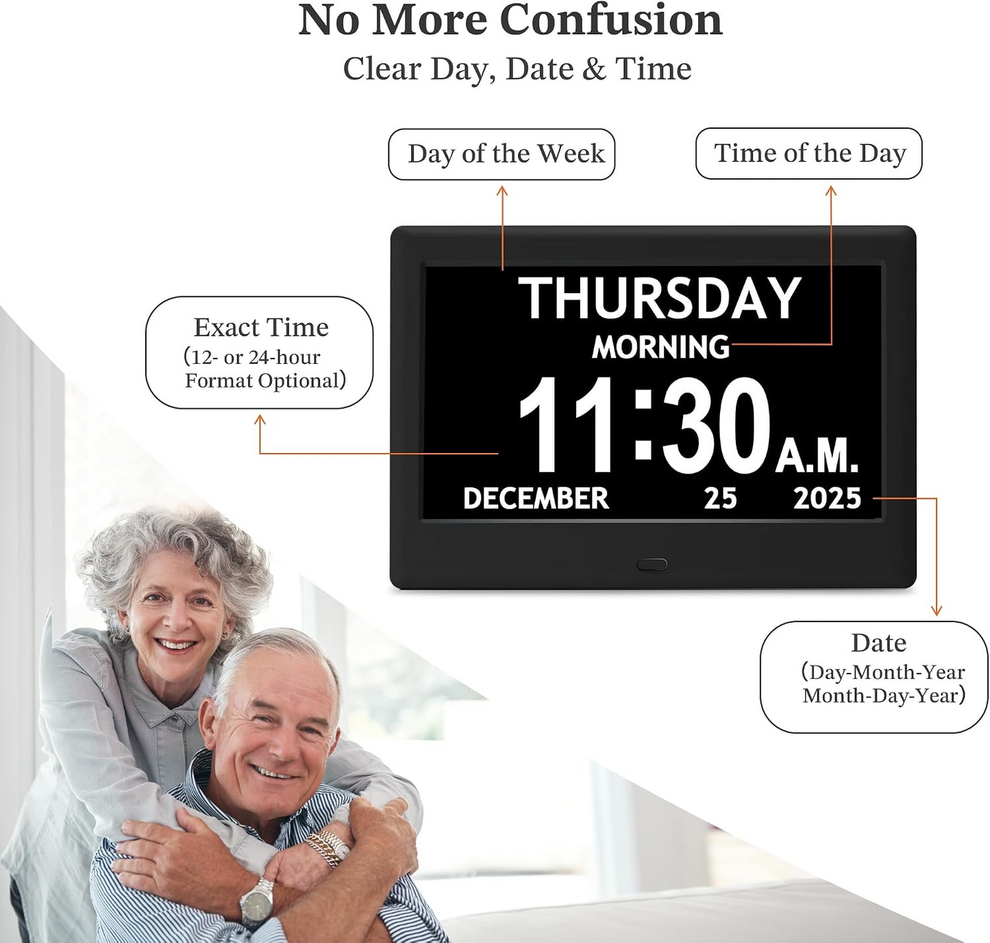 7'' Dementia Clock For Seniors, Large Display Digital Clock With Date, Time, Day Of Week for Elderly, Memory Loss, Alzheimer, 1024*600P HD, 10 Reminders & 6 Alarms, Auto Dimming & DST, Remote Control allveramart