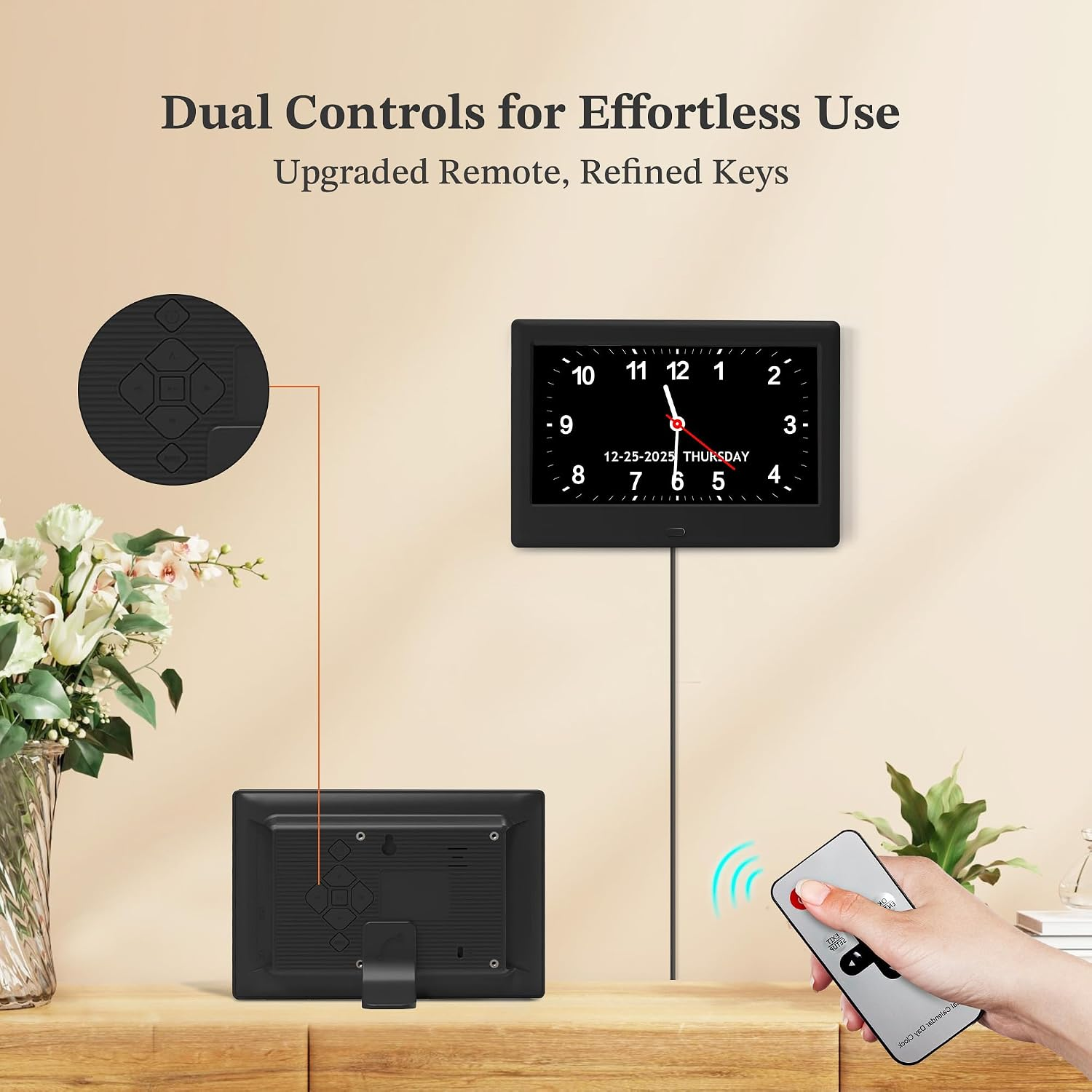 7'' Dementia Clock For Seniors, Large Display Digital Clock With Date, Time, Day Of Week for Elderly, Memory Loss, Alzheimer, 1024*600P HD, 10 Reminders & 6 Alarms, Auto Dimming & DST, Remote Control allveramart