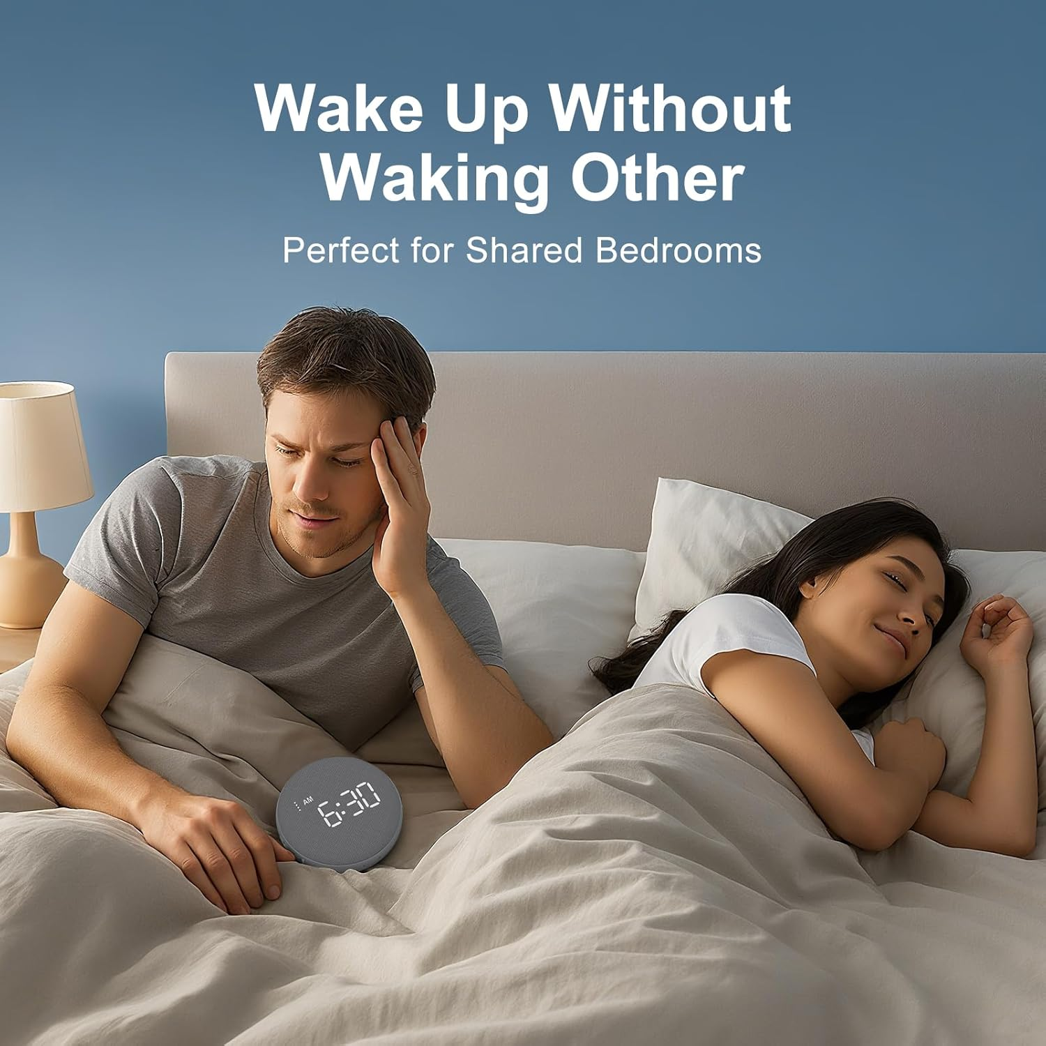 REACHER Super Loud Vibrating Alarm Clock for Heavy Sleepers Adults & Teens, Cordless Under-Pillow Bed Shaker Alarm, Rechargeable Battery Powered Travel Clock, Auto-Dim Display allveramart