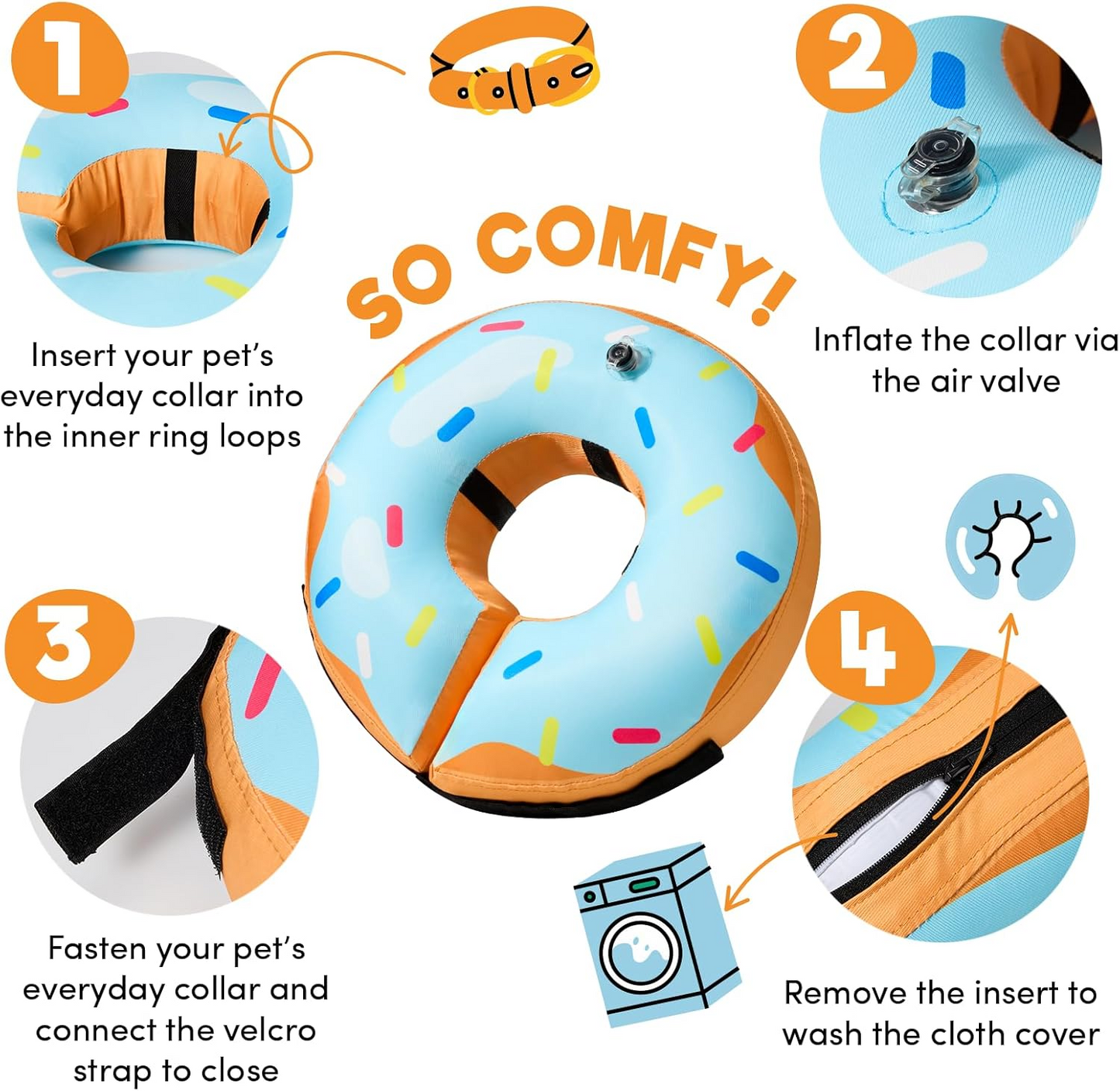 BENCMATE Inflatable Dog Cone Collar Alternative, Soft Dog Cone for Small Medium Large Dogs and Cats, Neck Recovery ECollar Donut Collar After Surgery (Large, Blue) allveramart