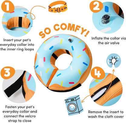 BENCMATE Inflatable Dog Cone Collar Alternative, Soft Dog Cone for Small Medium Large Dogs and Cats, Neck Recovery ECollar Donut Collar After Surgery (Large, Blue) allveramart