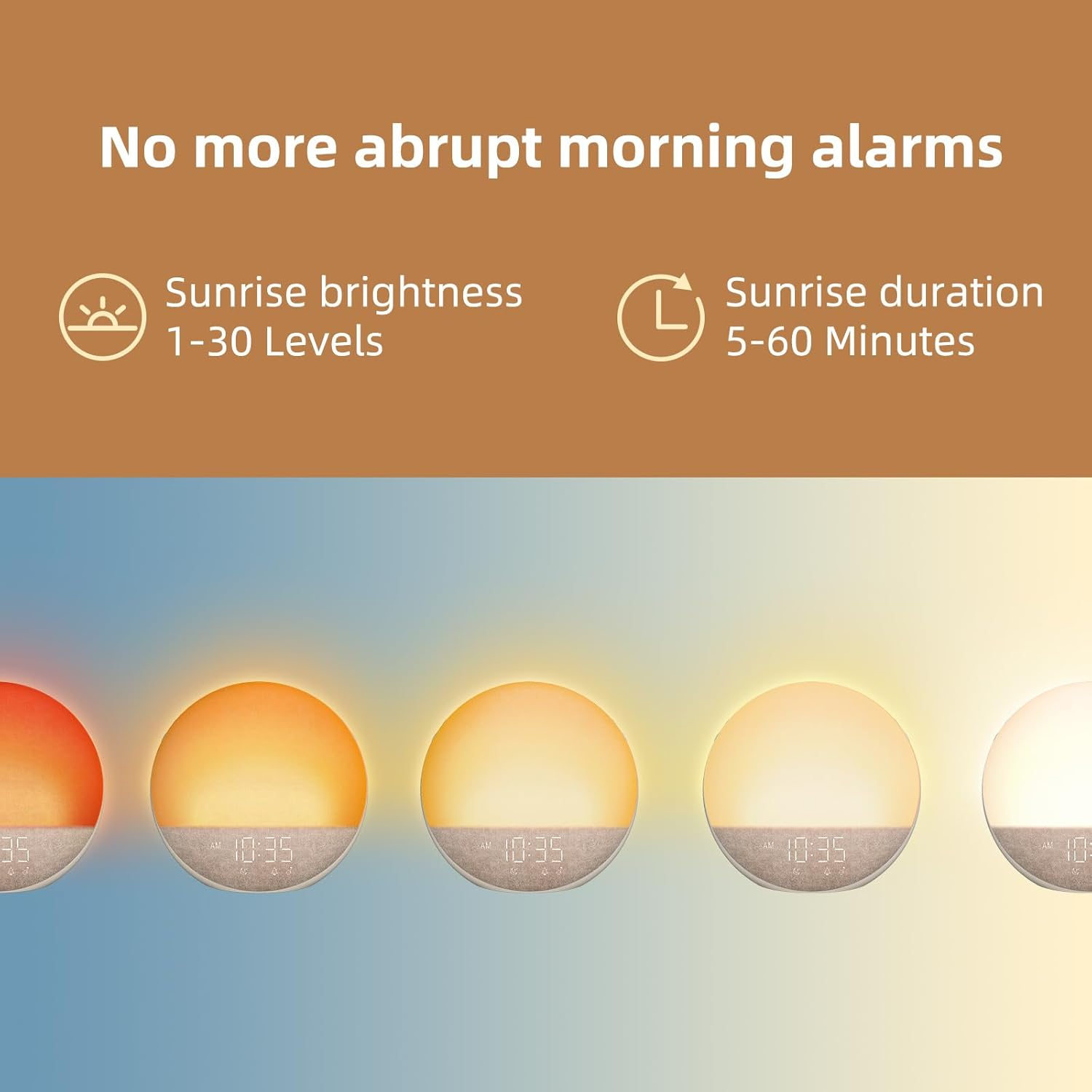 Sunrise Alarm Clock White Noise Machine: Natural Wake Up Light - Dimmable Clock with Bluetooth Speaker for Bedroom - 25 Sleep Sounds for Baby Adults Kids Putty allveramart