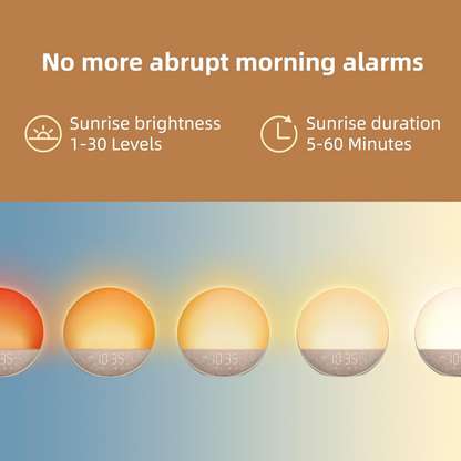 Sunrise Alarm Clock White Noise Machine: Natural Wake Up Light - Dimmable Clock with Bluetooth Speaker for Bedroom - 25 Sleep Sounds for Baby Adults Kids Putty allveramart