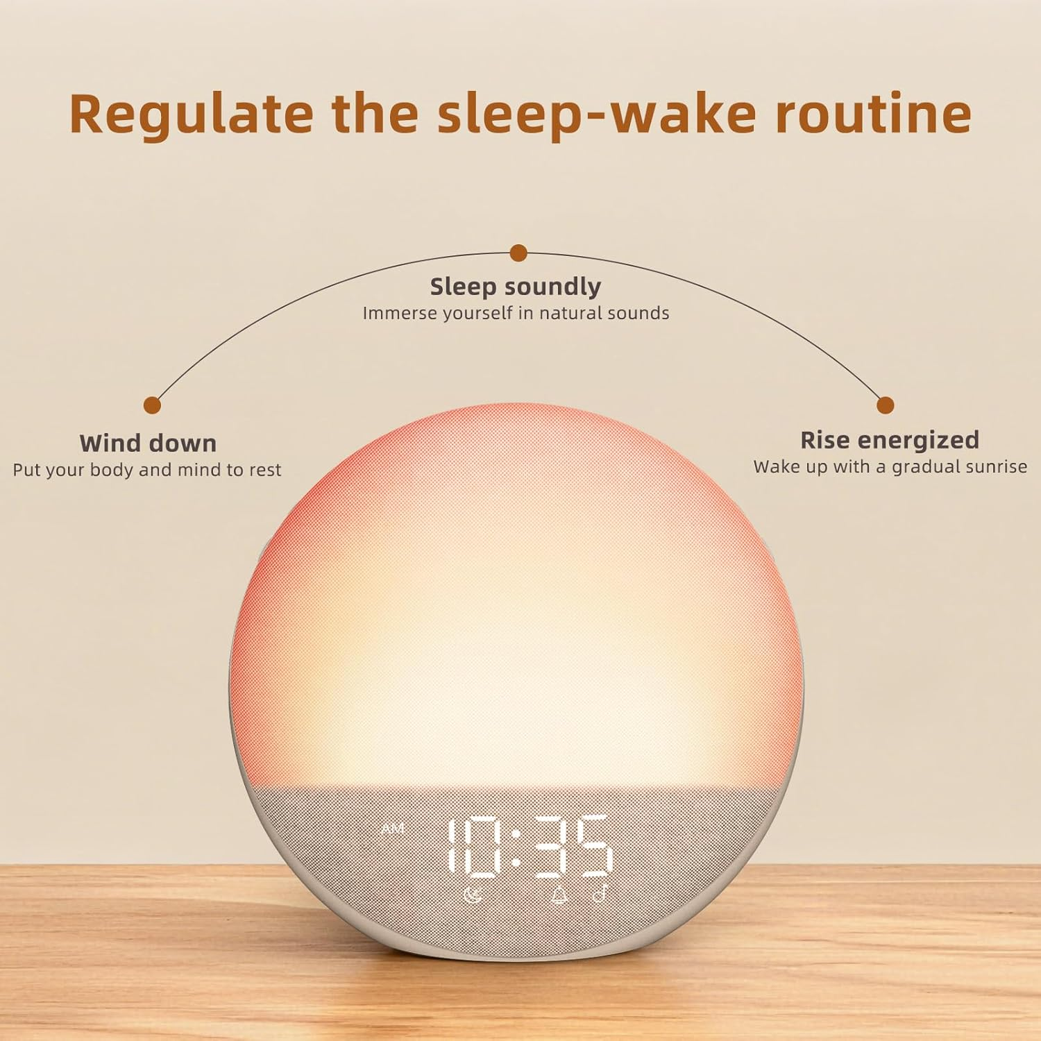 Sunrise Alarm Clock White Noise Machine: Natural Wake Up Light - Dimmable Clock with Bluetooth Speaker for Bedroom - 25 Sleep Sounds for Baby Adults Kids Putty allveramart