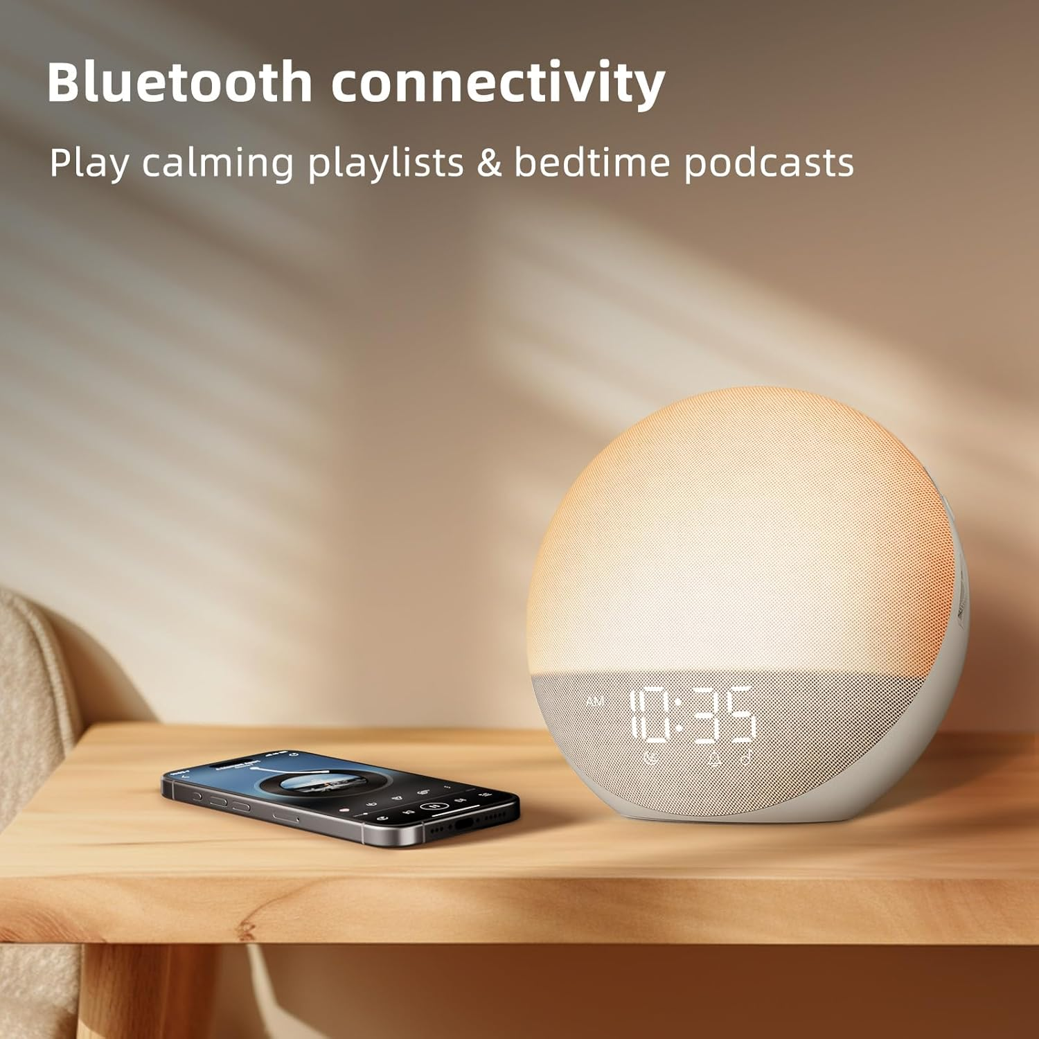 Sunrise Alarm Clock White Noise Machine: Natural Wake Up Light - Dimmable Clock with Bluetooth Speaker for Bedroom - 25 Sleep Sounds for Baby Adults Kids Putty allveramart