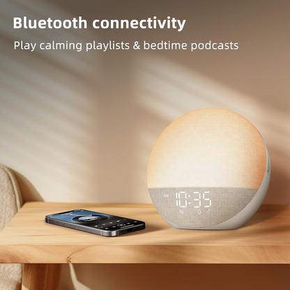 Sunrise Alarm Clock White Noise Machine: Natural Wake Up Light - Dimmable Clock with Bluetooth Speaker for Bedroom - 25 Sleep Sounds for Baby Adults Kids Putty allveramart