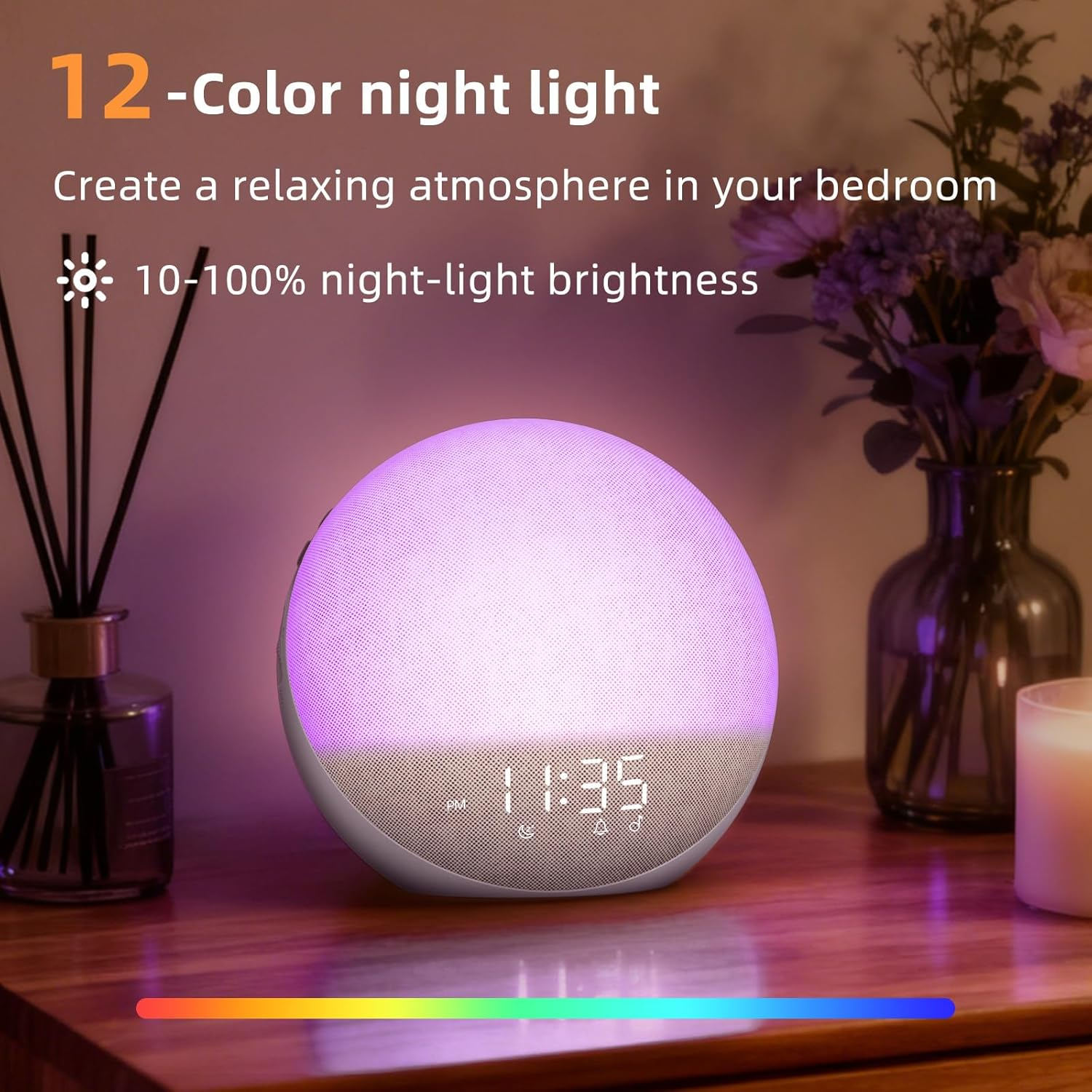 Sunrise Alarm Clock White Noise Machine: Natural Wake Up Light - Dimmable Clock with Bluetooth Speaker for Bedroom - 25 Sleep Sounds for Baby Adults Kids Putty allveramart