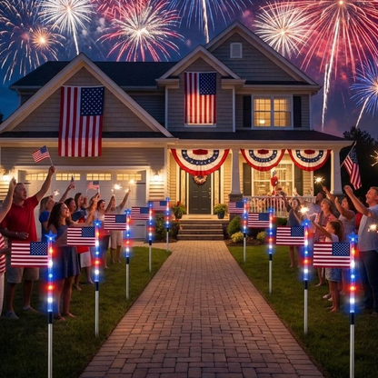 8-Piece Flag Light Set – 4th of July Decorations with 8 Lighting Modes – Ideal for Independence Day Pathways, Gardens, and Yard Decor allveramart