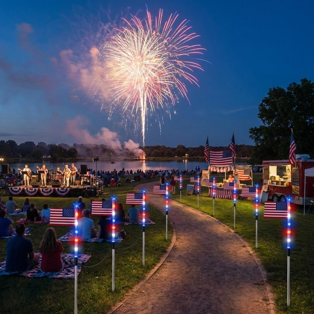 8-Piece Flag Light Set – 4th of July Decorations with 8 Lighting Modes – Ideal for Independence Day Pathways, Gardens, and Yard Decor allveramart