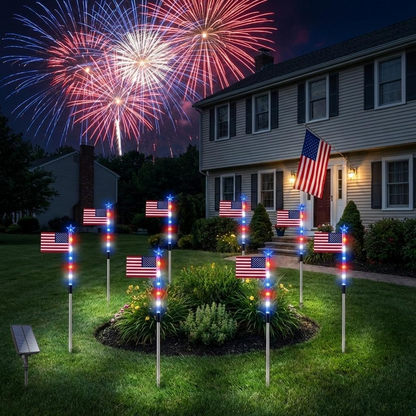 8-Piece Flag Light Set – 4th of July Decorations with 8 Lighting Modes – Ideal for Independence Day Pathways, Gardens, and Yard Decor allveramart