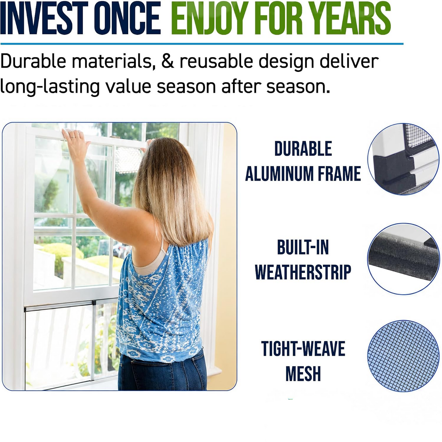 Fenestrelle Expandable Window Screen – 15″ H × 21″–40″ W Horizontal, 2‑Way Adjustable Window Screen with Flame Resistant Fiberglass Mesh, Pack of 2 allveramart