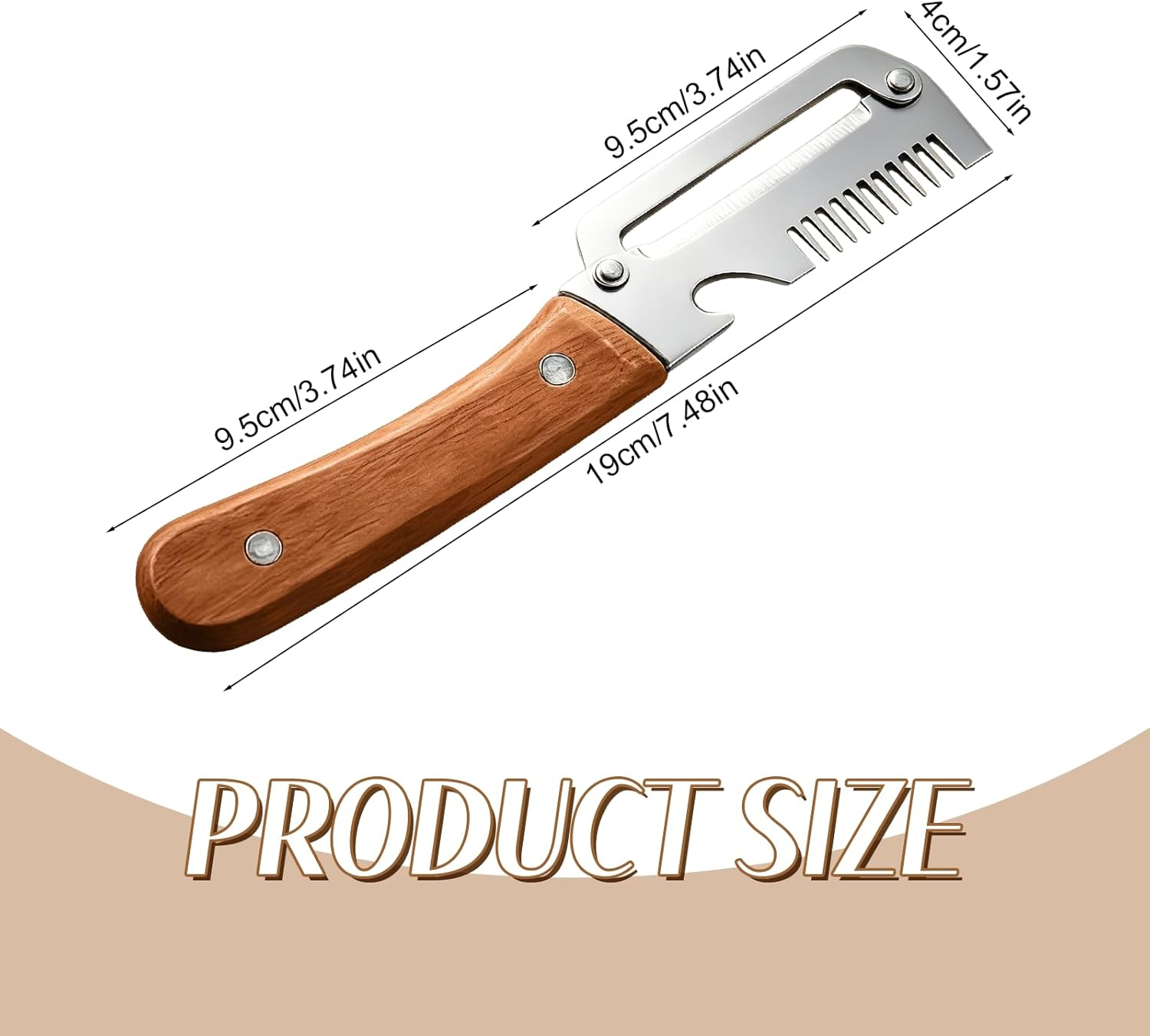 2026 Upgrade Vegetable Peeler With Wooden Handle, Stainless Steel Wide Blade Potato and Carrot Peeler, 3-in-1 Veggie Peeler With Scallion Shredder and Bottle Opener for Kitchen, Camping and Trave allveramart