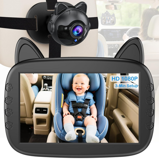 HD 1080P Baby Car Camera: Clear Night Vision for Long Road Trips & Solo Driving - No More Turning Around, See Infant Head-to-Toe with 150° Wide Angle, 3-Min Easy Install for New Parents allveramart