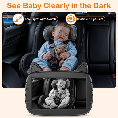 HD 1080P Baby Car Camera: Clear Night Vision for Long Road Trips & Solo Driving - No More Turning Around, See Infant Head-to-Toe with 150° Wide Angle, 3-Min Easy Install for New Parents allveramart