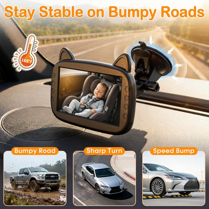 HD 1080P Baby Car Camera: Clear Night Vision for Long Road Trips & Solo Driving - No More Turning Around, See Infant Head-to-Toe with 150° Wide Angle, 3-Min Easy Install for New Parents allveramart
