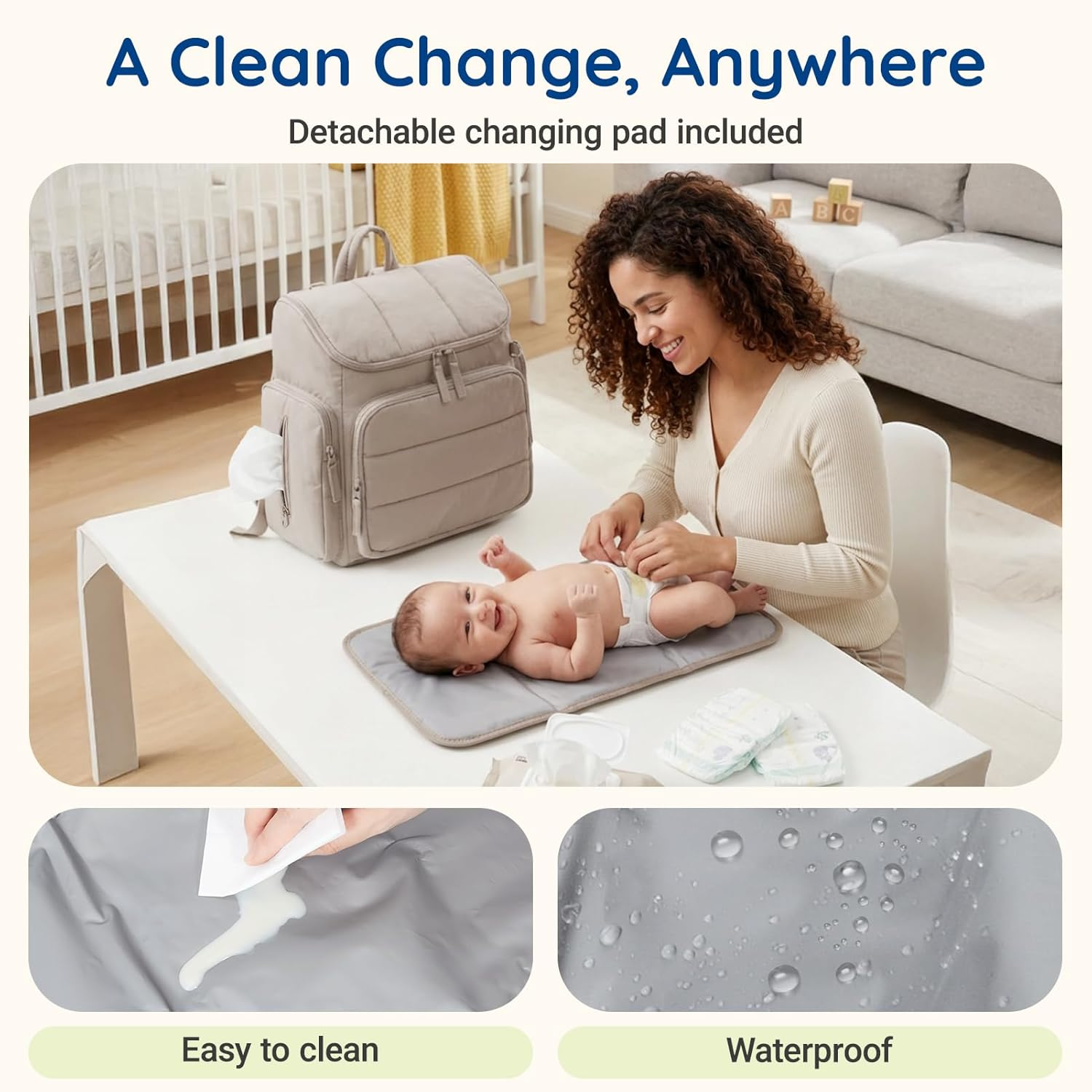 mommore Diaper Bag Backpack, Baby Bag with Waterproof Changing Pad and Stroller Straps for Toddler, Diaper Backpack for Mom Dads with Insulated Pockets & Pacifier Case, Baby Essential, Brown allveramart