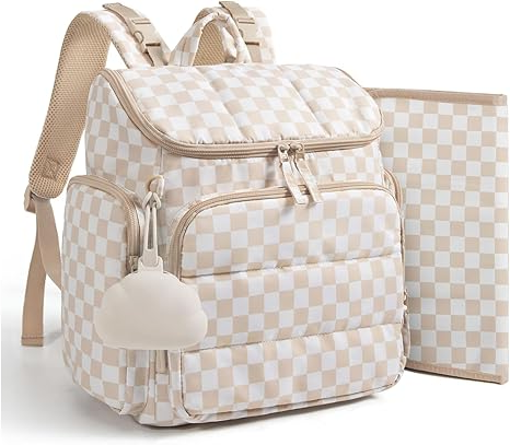mommore Diaper Bag Backpack, Baby Bag with Waterproof Changing Pad and Stroller Straps for Toddler, Diaper Backpack for Mom Dads with Insulated Pockets & Pacifier Case, Baby Essential, Brown allveramart