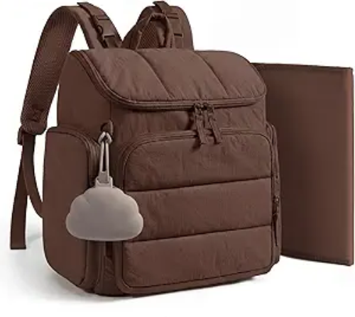 mommore Diaper Bag Backpack, Baby Bag with Waterproof Changing Pad and Stroller Straps for Toddler, Diaper Backpack for Mom Dads with Insulated Pockets & Pacifier Case, Baby Essential, Brown allveramart