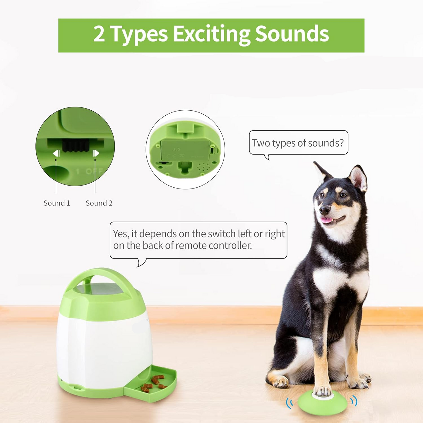 PETGEEK Dog Treat Dispenser with Button, Automatic Dog Feeder with Remote Control and Dual Power Supply, Dogs Puzzle Toys and Interactive Pet Stimulation Toys for Indoor or Outdoor Play(Green) allveramart