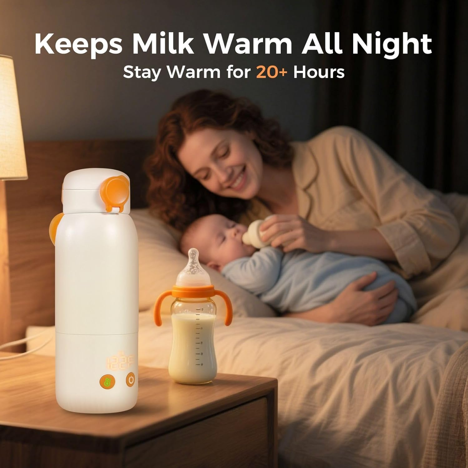 Portable Bottle Warmer for Travel, 12oz Large Capacity Fast Heating, 4 Levels Precise Temperature Control, Long Battery Life, Rechargeable Formula Water Milk Warmer for Car, Airplane & Outdoor Use allveramart