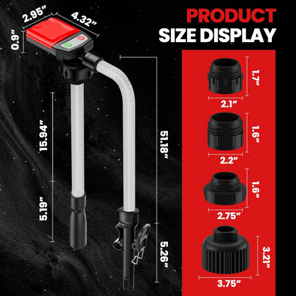 Automatic Electric Fuel Transfer Pump with Auto-Stop, 3.8GPM & 51" Hose & 4 Size Adapters Gas Can Pump with Leak Protection for Gasoline, Diesel, Kerosene, Gifts for Men Dad Him - 2nd Gen Red Black allveramart