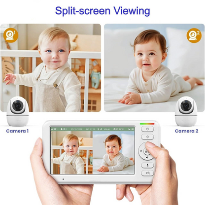 5 Inch HD IPS Screen Temperature Sensor Cry Sound Detection 1000ft Two Way Talk 2.4G Wireless Baby Monitor Baby Phone Camera allveramart