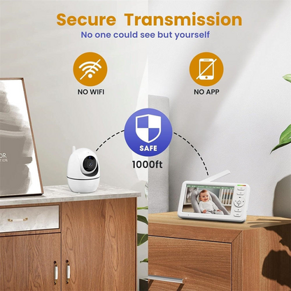 5 Inch HD IPS Screen Temperature Sensor Cry Sound Detection 1000ft Two Way Talk 2.4G Wireless Baby Monitor Baby Phone Camera allveramart