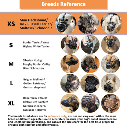 Basket Dog Muzzle with Adjustable Straps and Training Guide for Walks and Vet Visits