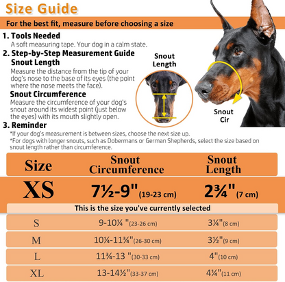 Basket Dog Muzzle with Adjustable Straps and Training Guide for Walks and Vet Visits