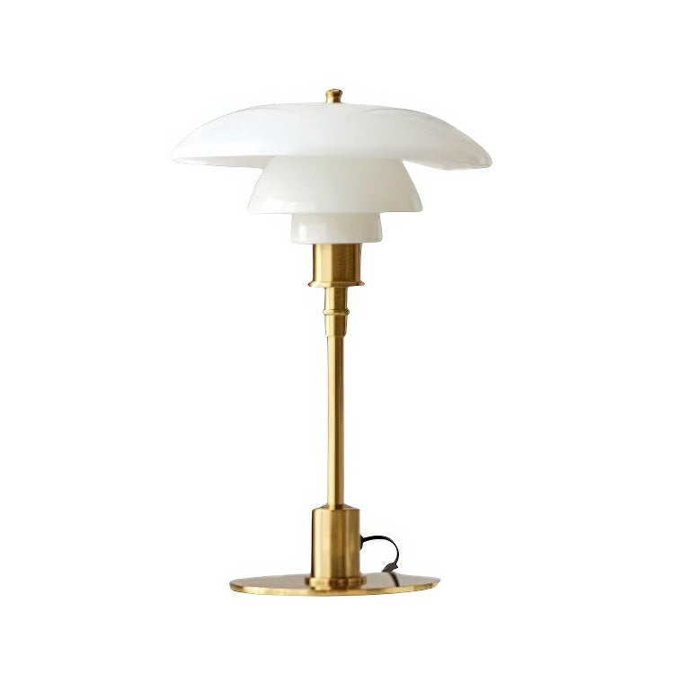 Dimmable LED Table Lamp with a Rounded Shade, Cylindrical Base and Rotary Knob in Four Color Combinations