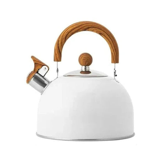 Whistling Stovetop Kettle for Induction, Gas and Radiant Cooktops with an Insulated Handle in Three Colors