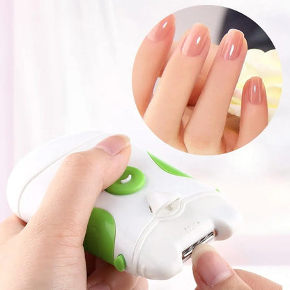 Cordless Electric Nail Clipper with Built-In LED Light and Rounded Blade
