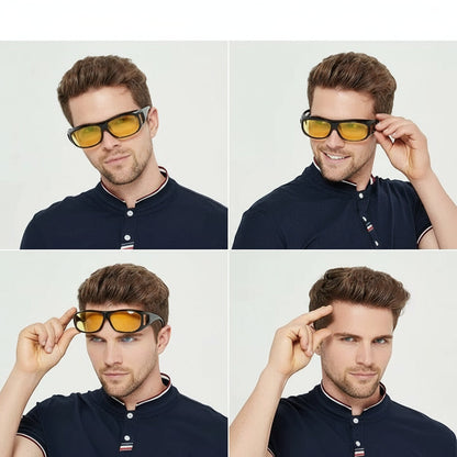 Yellow Tint Night Driving Glasses with Glare Reducing Lenses and Black Frame for Evening Commutes