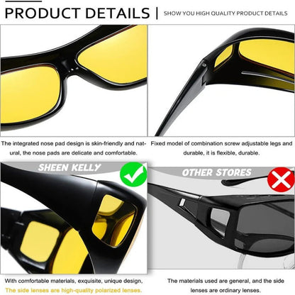 Yellow Tint Night Driving Glasses with Glare Reducing Lenses and Black Frame for Evening Commutes