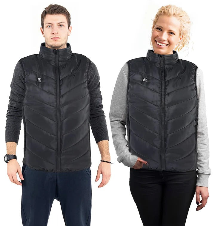 USB Rechargeable Heated Vest with Adjustable Fit for Outdoor Wear, Unisex