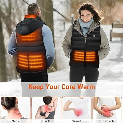 USB Rechargeable Heated Vest with Adjustable Fit for Outdoor Wear, Unisex