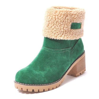 Warm And Stylish Block Heel Snow Boots For Women Winter Wear