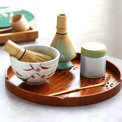Traditional Matcha Tea Set with Ceramic Bowl with Bamboo Whisk and Spoon