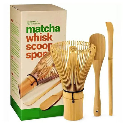 Traditional Matcha Tea Set with Ceramic Bowl with Bamboo Whisk and Spoon