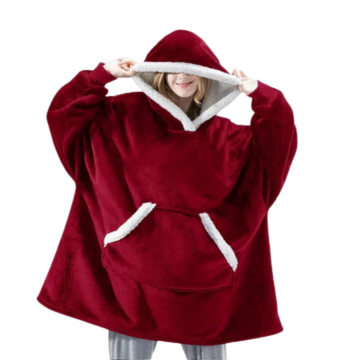 Oversized Wearable Blanket Hoodie with Sherpa Lining and Front Pocket