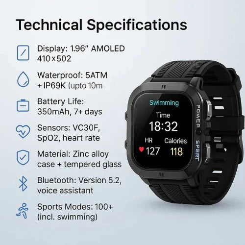 Outdoor Sports Watch with Water-Resistant Casing