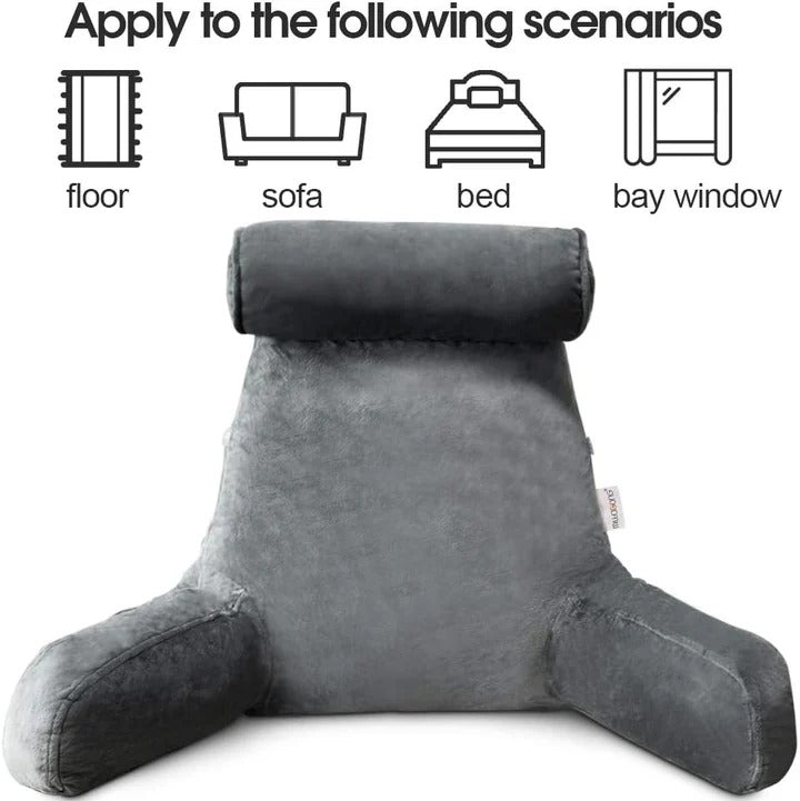 Bed Rest Pillow, Reading Cushion with Arm Supports