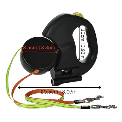 LED Lighted Dog Leash for Two Dogs
