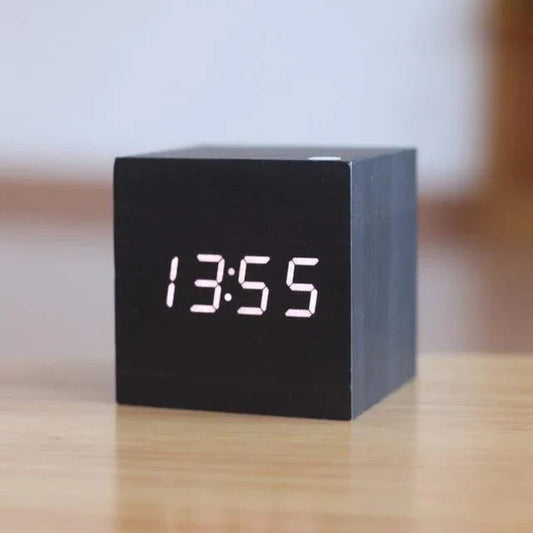 Wood Effect Digital Clock with LED Display