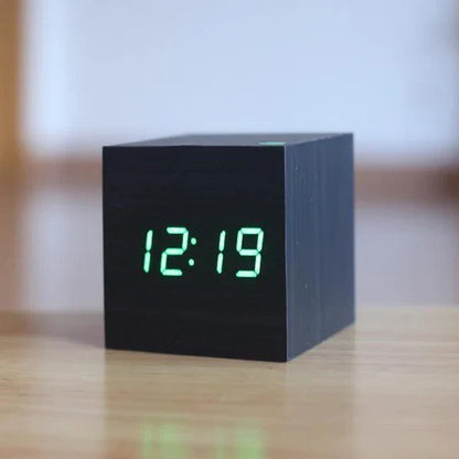 Wood Effect Digital Clock with LED Display