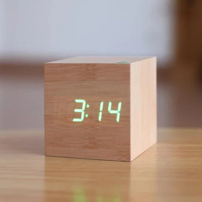 Wood Effect Digital Clock with LED Display