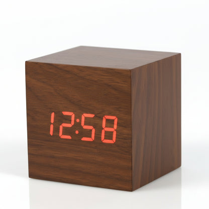 Wood Effect Digital Clock with LED Display