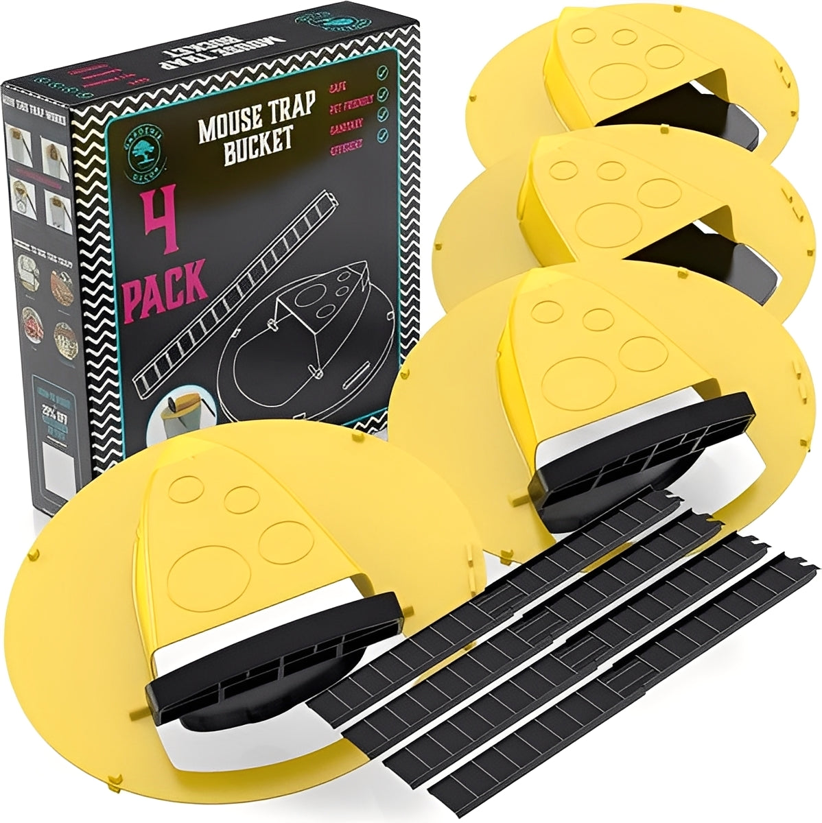 Reusable Bucket Lid Mouse Trap, Set of 4