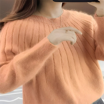 Womens Soft Knit Pullover Sweater with Breathable Weave and Relaxed Fit for Cool Weather